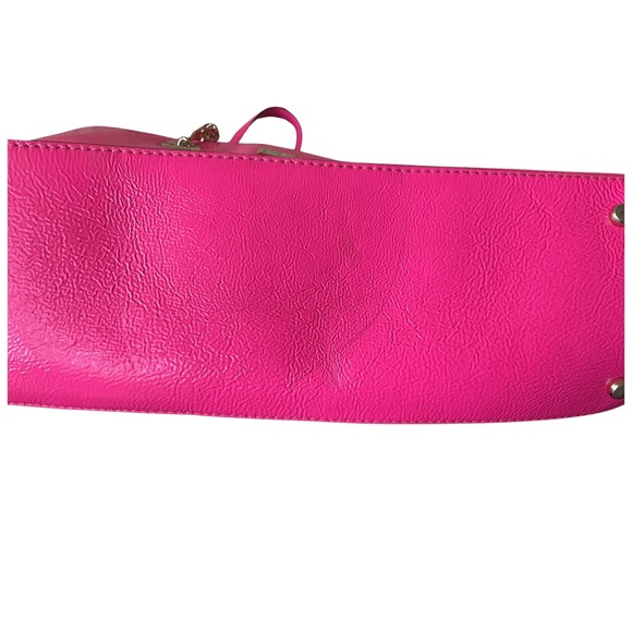 Vintage KATE SPADE New York Leather Tote Shoulder Bag Neon Pink Large - Picture 12 of 12